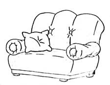 Раскраска кот на диване