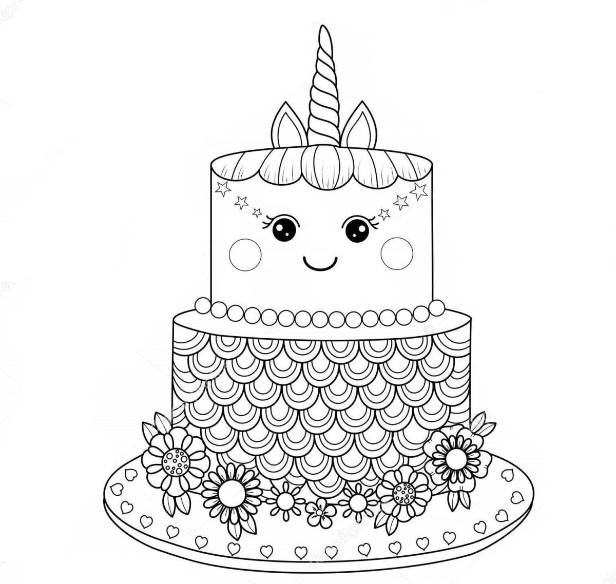 Рисуем праздничный торт | Раскраска торта, Раскраски, Женские аксессуары