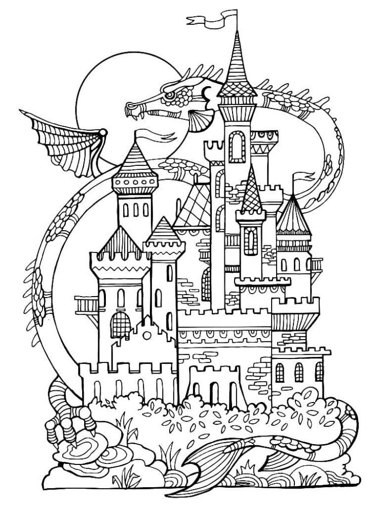 Раскраска Принцесса в замке