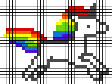 Рисование по клеточкам Единорог