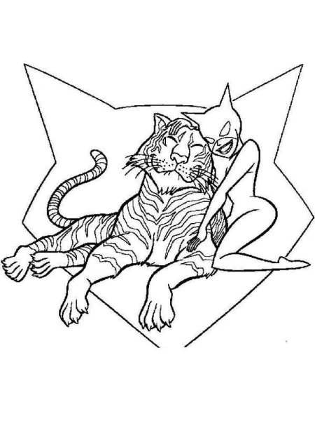 Раскраска женщина кошка