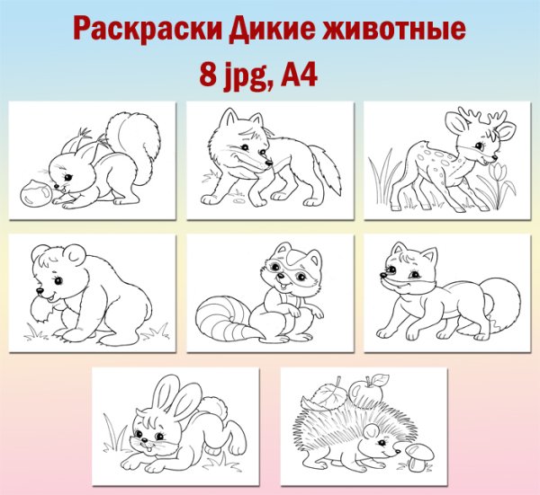 Раскраски диких животных