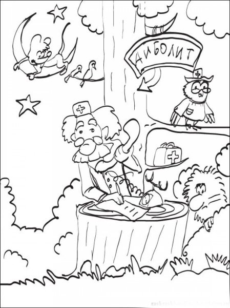 Чуковский Айболит раскраска