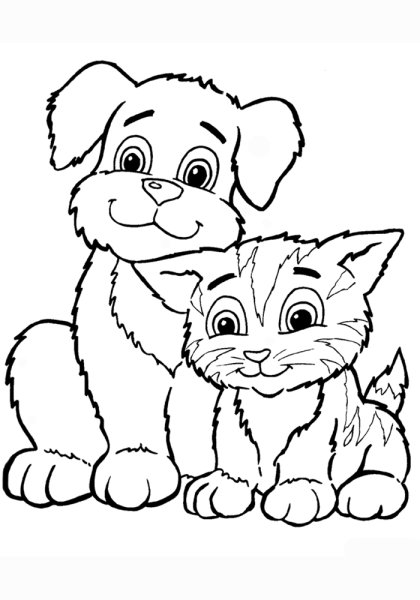 Кошки и собаки. Раскраска