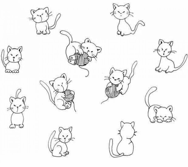 Раскраски котики маленькие