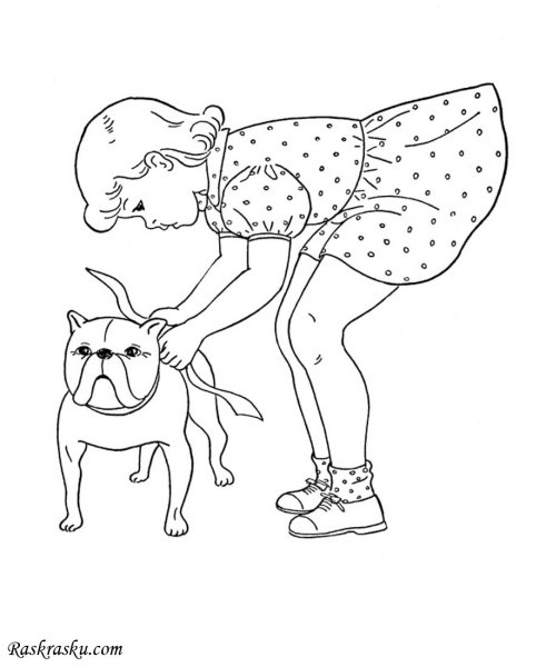 Раскраска Барби с собачкой