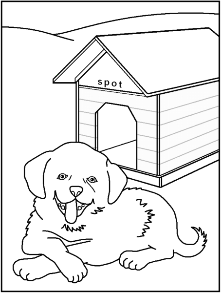 Раскраска домик для собачки