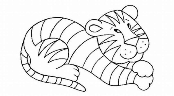 Тигр раскраска для детей 3-4 лет