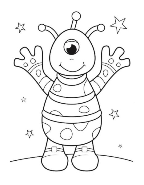 Раскраски инопланетяне для детей 4-5 лет