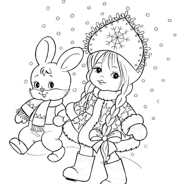 Новогодний Зайка раскраска