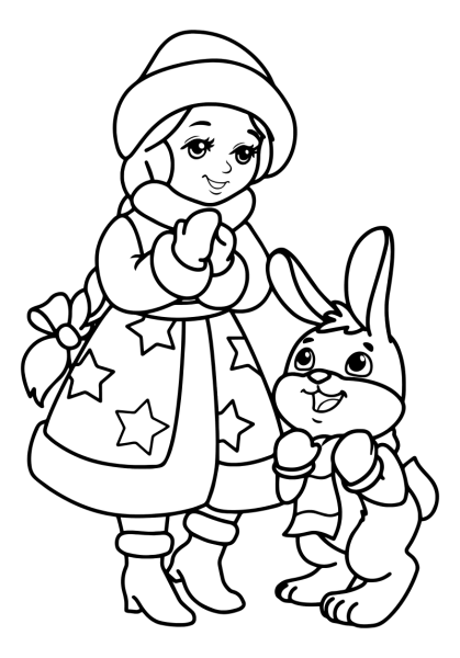 Новогодний зайчик раскраска