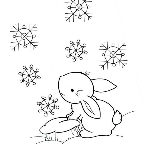 Новогодний зайчик раскраска