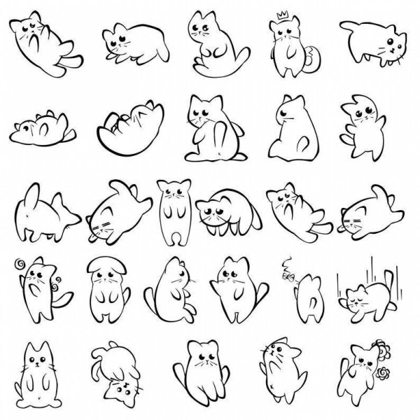 Раскраски Стикеры котики