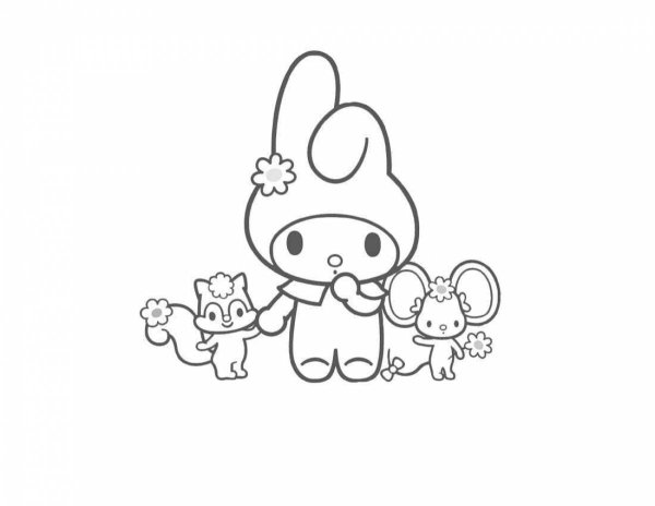 Хелло Китти my Melody раскраска
