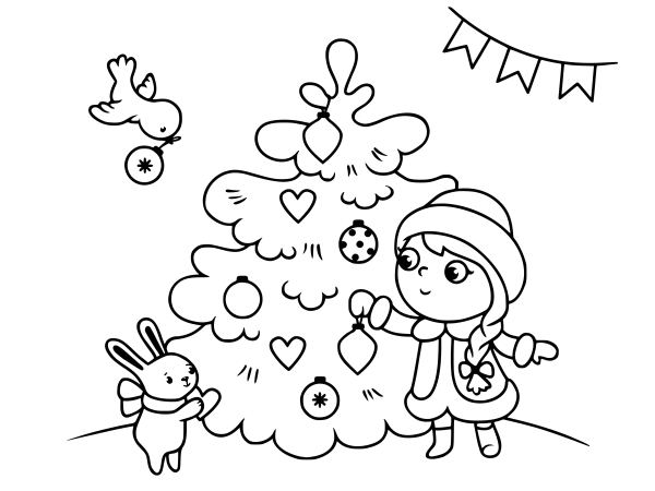 Раскраска олень новогодний