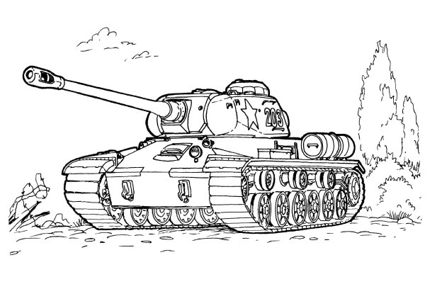 Раскраска танк т34 Военная техника