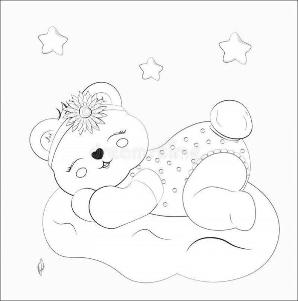 Спящий мишка на облачке