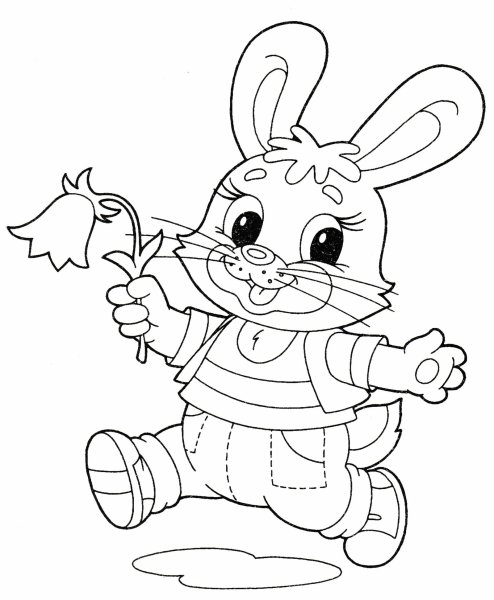 Раскраска зайчик для детей 5-6 лет