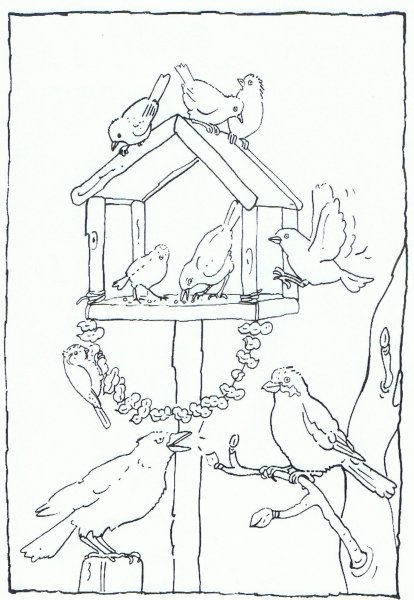 Кормушка для птиц раскраска
