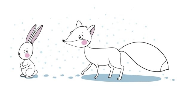 Лиса и заяц рисунок