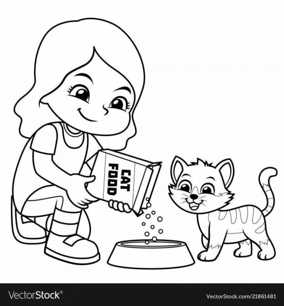 Раскраска для девочек кот