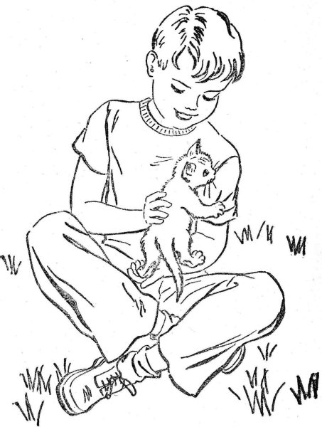 Раскраска кошка с котятами