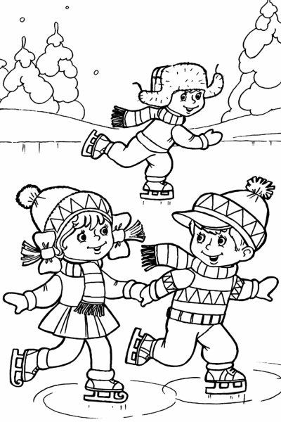 Раскраска зима для детей
