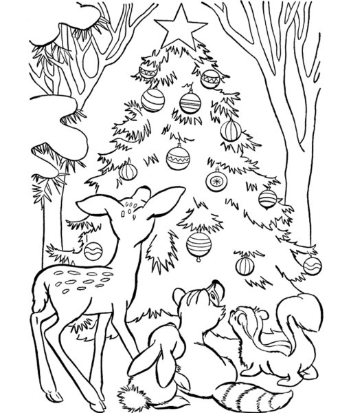 Хоровод вокруг елки рисунок раскраска (44 фото) » рисунки для срисовки на manikyrsha.ru