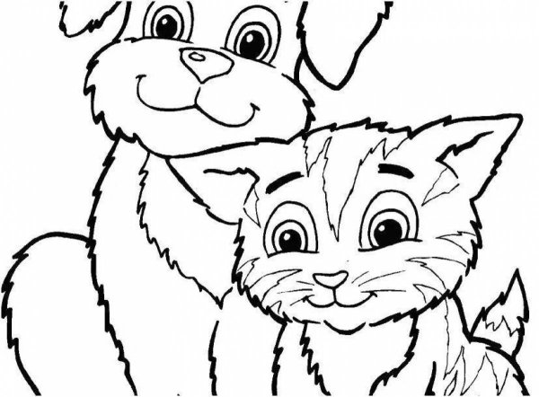 Кошки и собаки. Раскраска