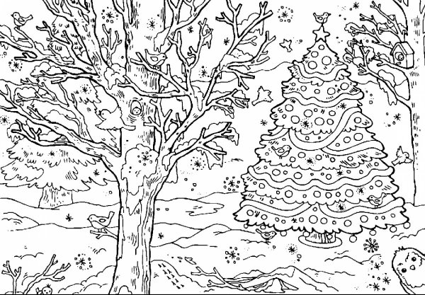 Зимний лес Раскраска картина по номерам на холсте ZX 20445