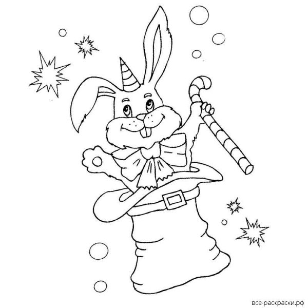 Новогодний заяц раскраска