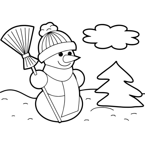 Новогодний Снеговик раскраска