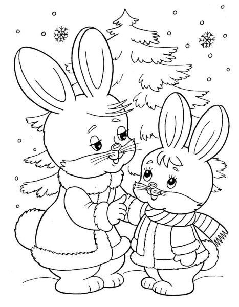 Раскраски заяц и снеговик (59 фото)