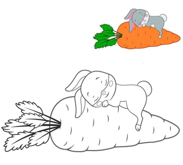 Раскраска Заяц с морковкой
