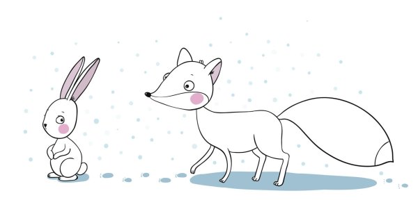 Лиса и заяц рисунок