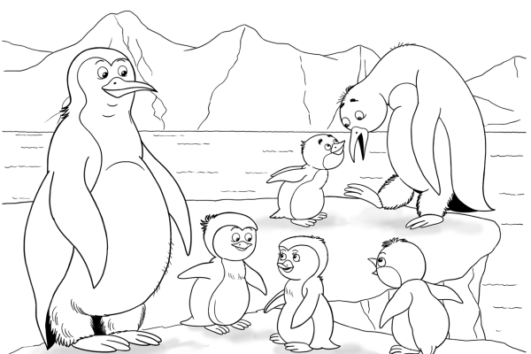 Раскраска животные Антарктиды для детей