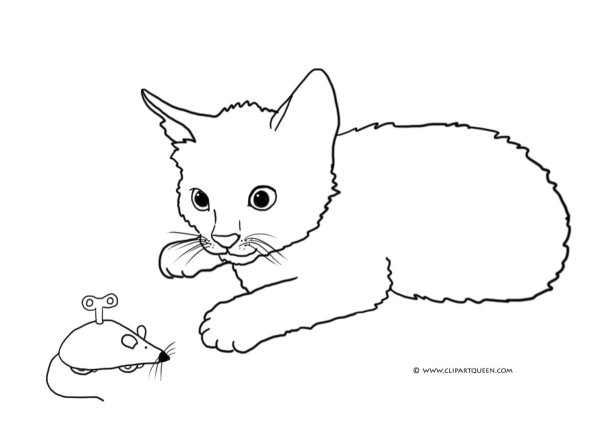 Кошка и мышка раскраска
