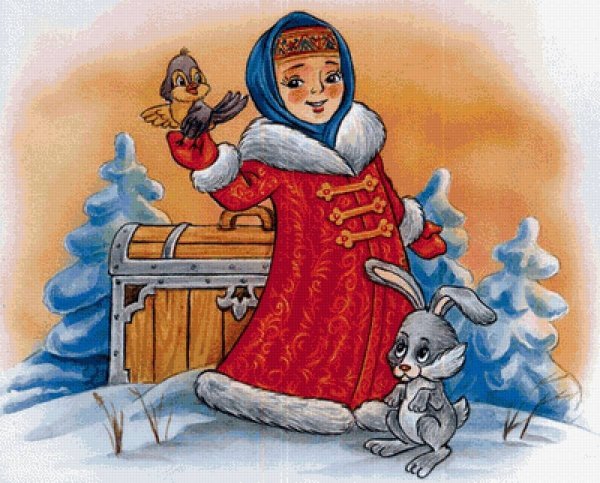 Рисунок сказка Настенька и Морозко