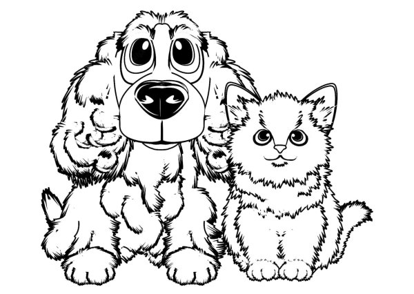 Кошки и собаки. Раскраска