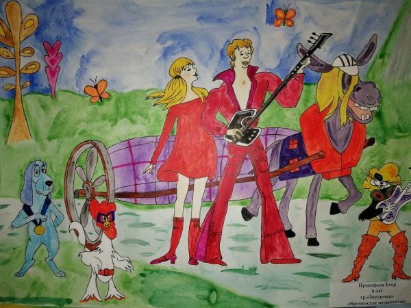 Детские рисунки Бременские музыканты