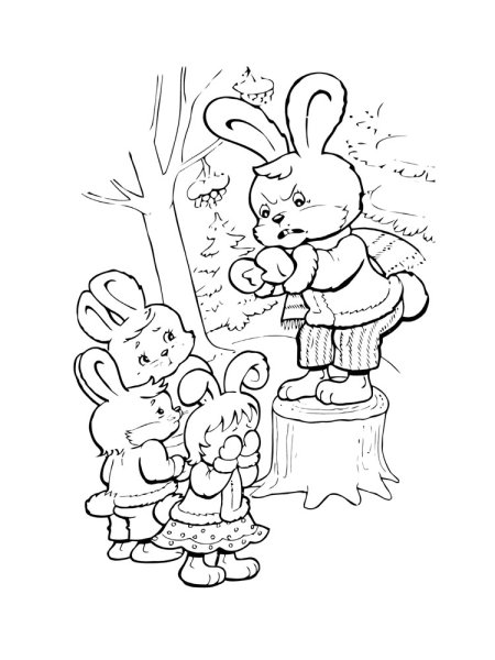Раскраска к сказке заяц хваста для детей