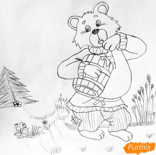 Медведь из сказки Колобок раскраска