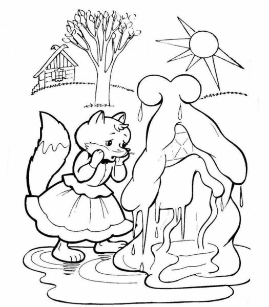 Раскраска по сказке Заюшкина избушка для детей