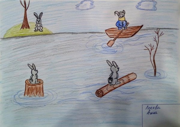 Дед Мазай и зайцы рисунок