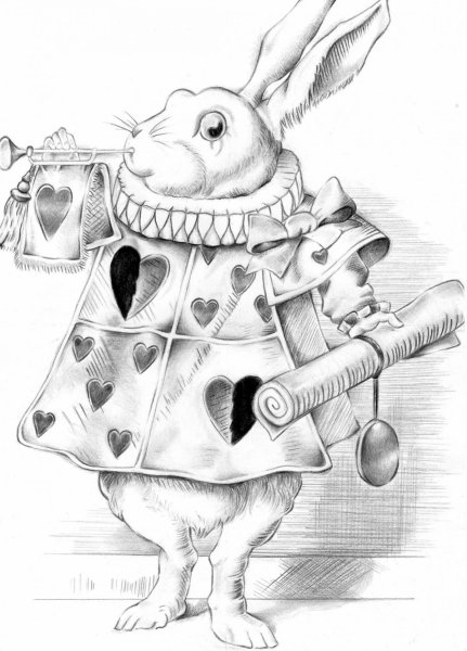 Мартовский заяц из Алисы в стране чудес рисунок