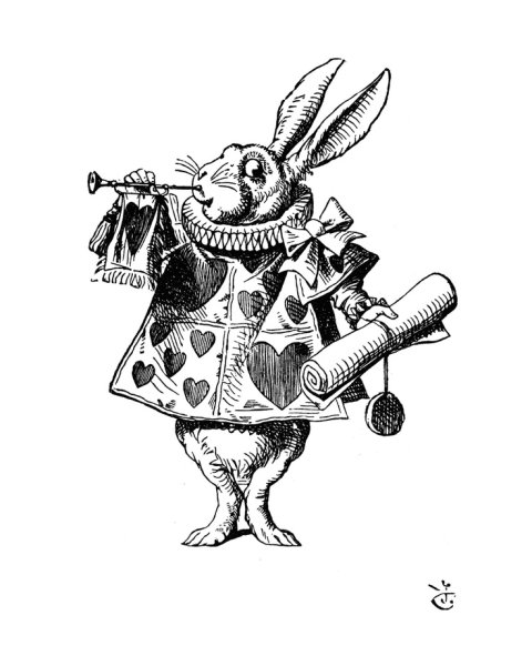 Кролик Алиса в стране чудес черно-белый