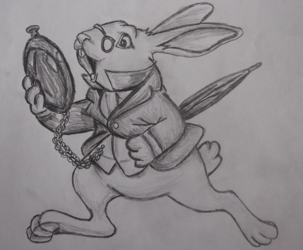 Кролик из Алисы карандашом