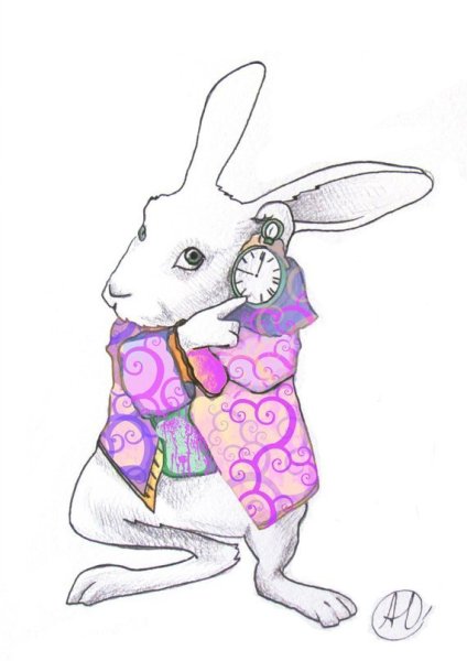 Кролик из Алисы в стране чудес для срисовки