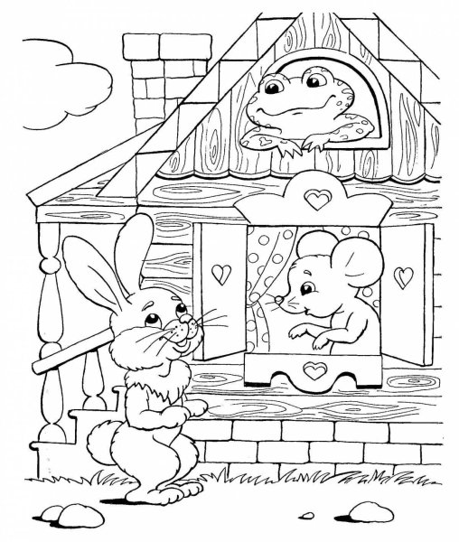 Картинки к сказке Заюшкина избушка для детей раскраски