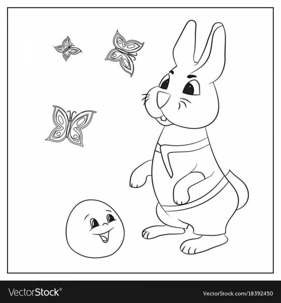 Колобок и заяц раскраска